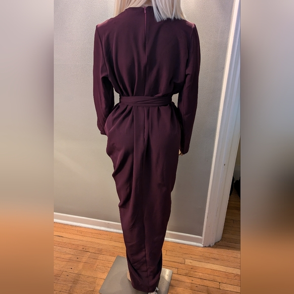 GRASSFIELDS Dress. Plum/Wine Burgundy UK 12/US 8 Wrap Tulip Feminine Holiday - Picture 7 of 10